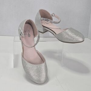 Mix No. 6 Selina Heel Silver Glitter Rhinestone Ankle-Strap Dress Shoes Size 3